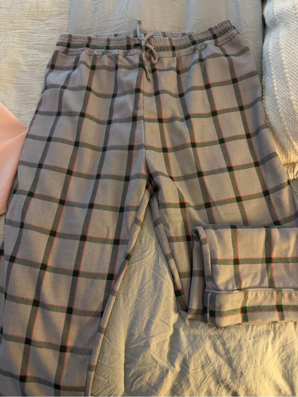 Buru Gray Plaid Drawstring Pants